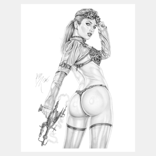 Armando Huerta Black and White Fine Art Print - Steampunk Queen Amy Wilder