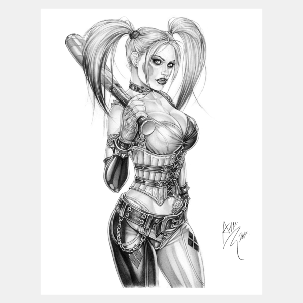 Armando Huerta Black and White Fine Art Print - Harley Quinn (Arkham City II)